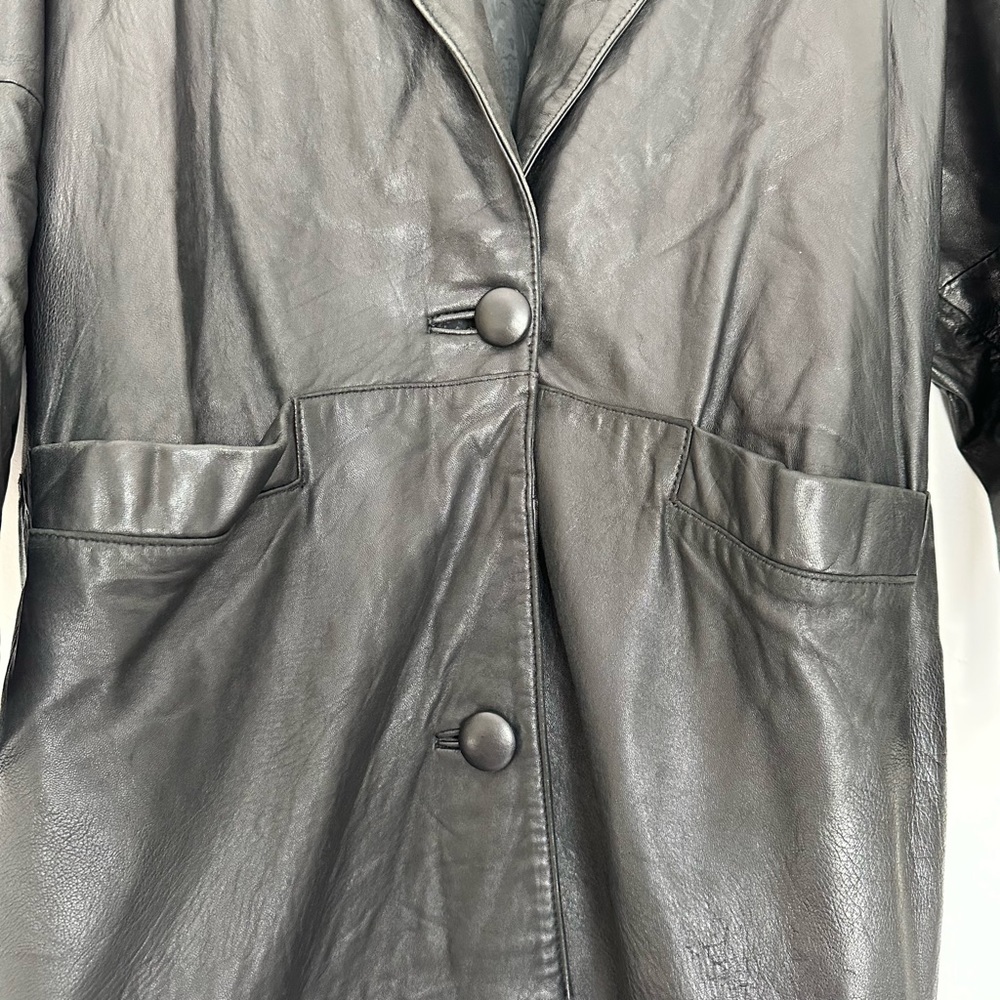 Pelle Studio Vintage Black Long Leather Coat - Picture 3 of 6